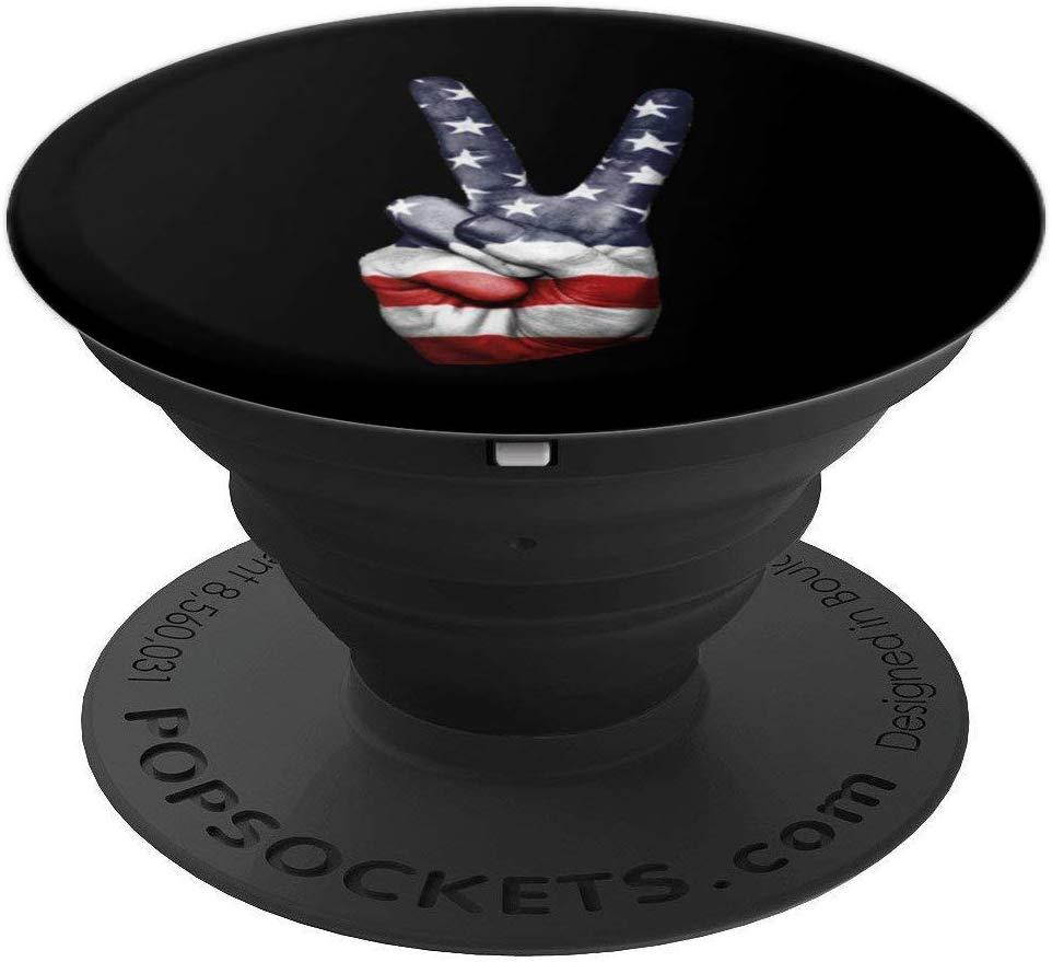 4th of July Peace Sign American Flag Hand US PopSockets Grip and Stand for Phones and Tablets