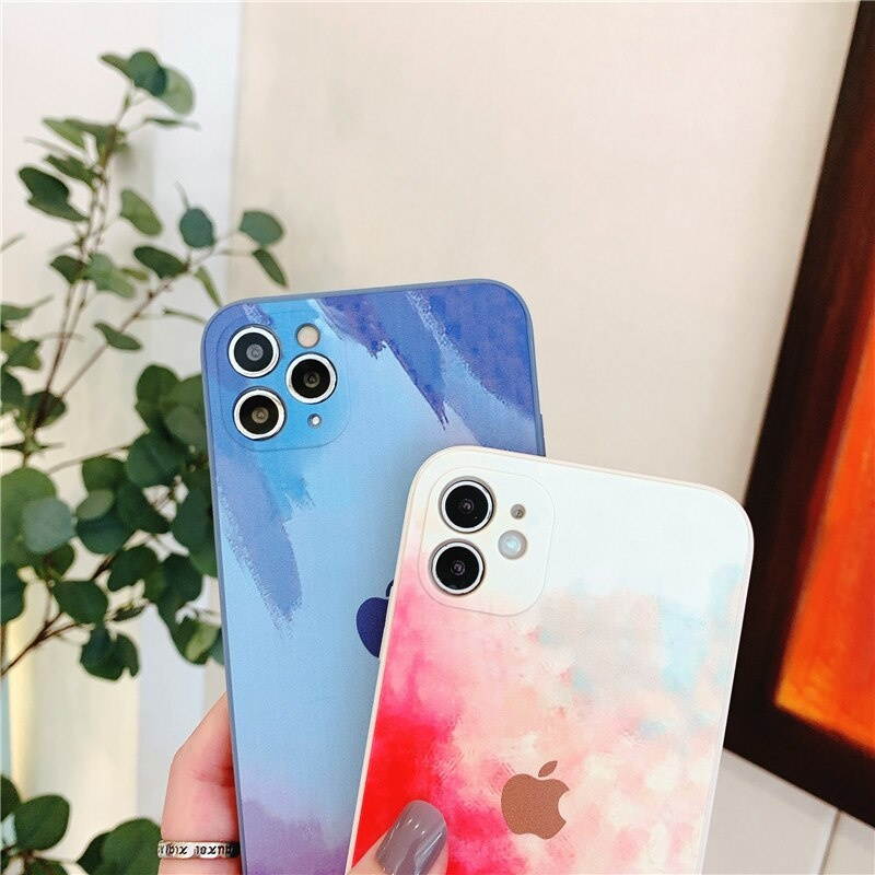 est Fashion Watercolor Plating TPU Soft Phone Case For IPhone 12 Pro MAX 6 Plus 7 8s XR XS MAX SE  Back Mobile Cover Capa