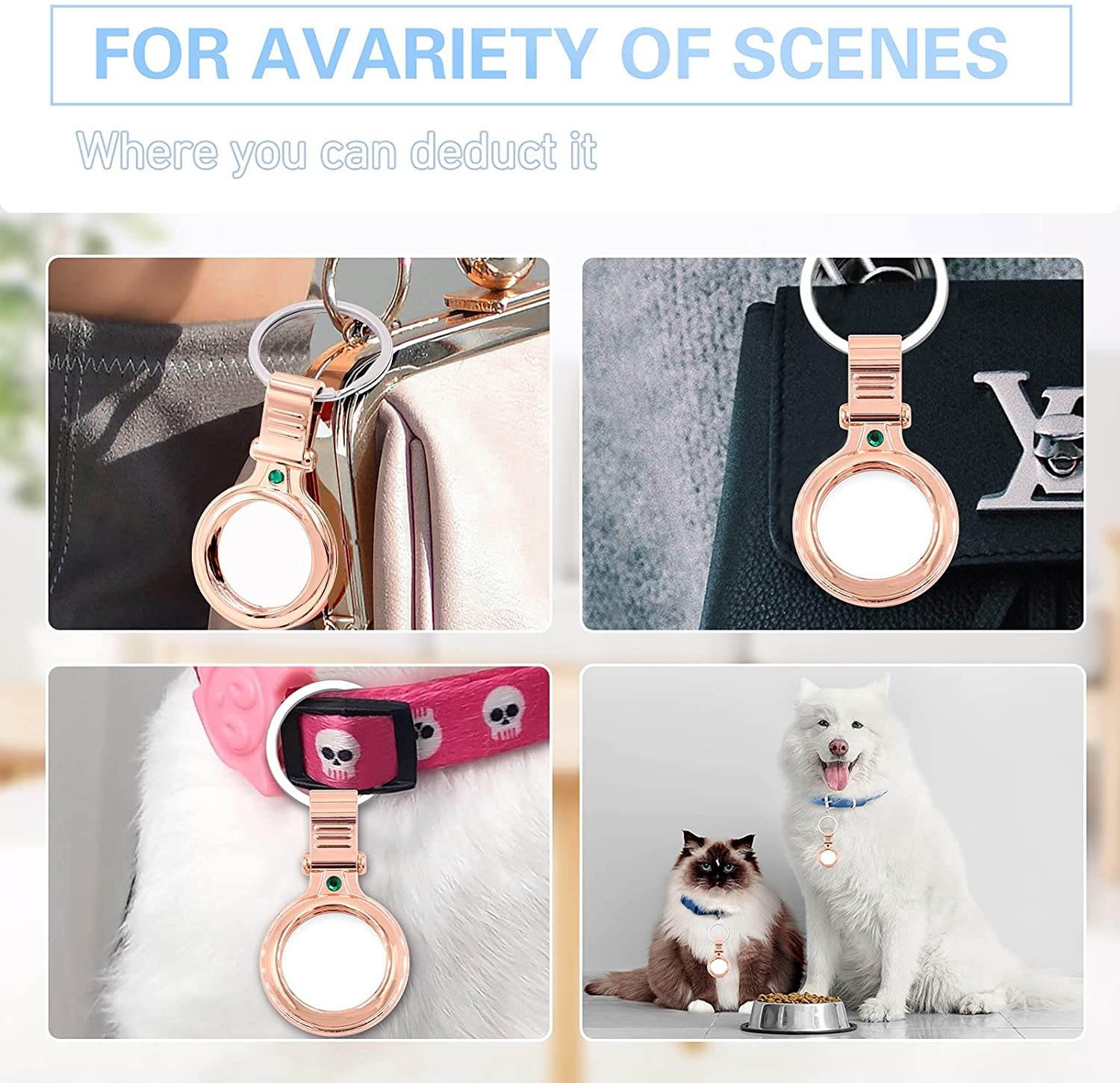 Metal AirTags Case Compatible with Apple AirTags 2021- Airtag Keychain Holder with PET Protection Film- Anti-Scratch Shockproof Protective Case for AirTag Finder (Rose Gold-1PCS)