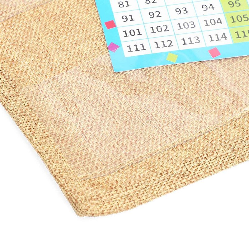 Bright Creations Burlap PVC Pocket Chart with Hooks for Classroom, Teachers (28 x 28 in.)