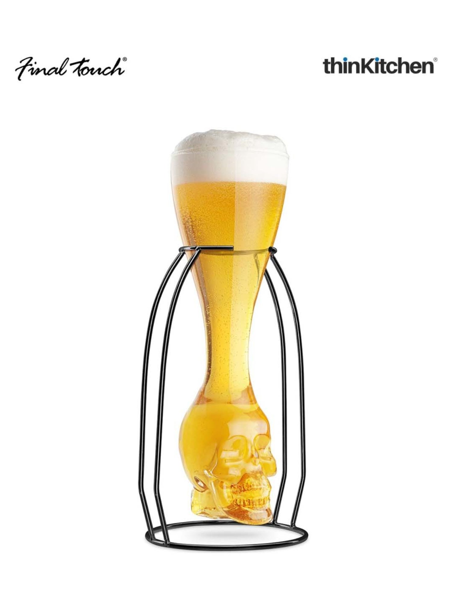 Final Touch Transparent Glass Brain Freeze Beer Glass & Stand (0.355 L)