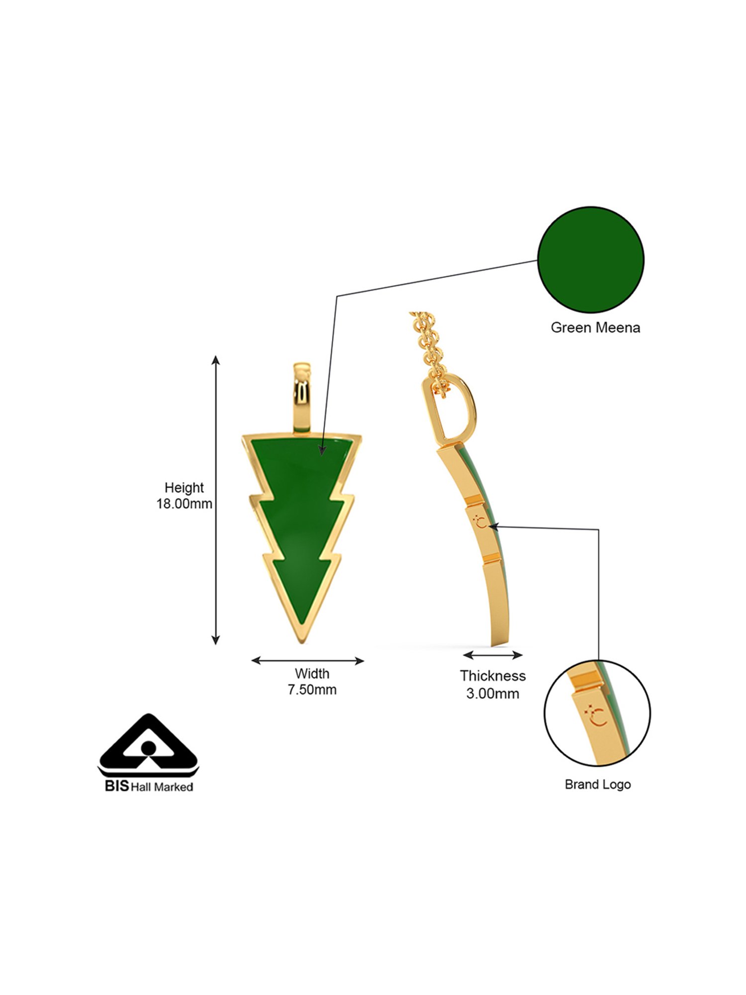 Candere by Kalyan Jewellers BIS Hallmark 18k Yellow Gold Pendant