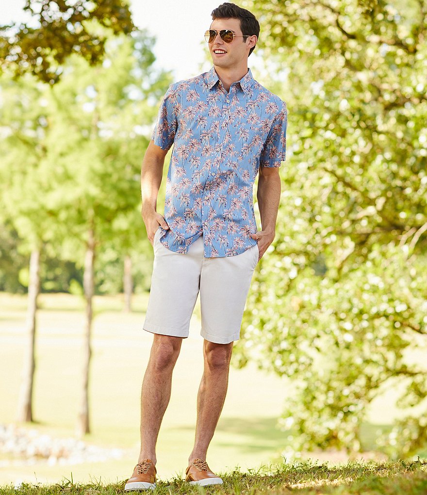 Rowm Short Sleeve Palm Tree Print Sportshirt