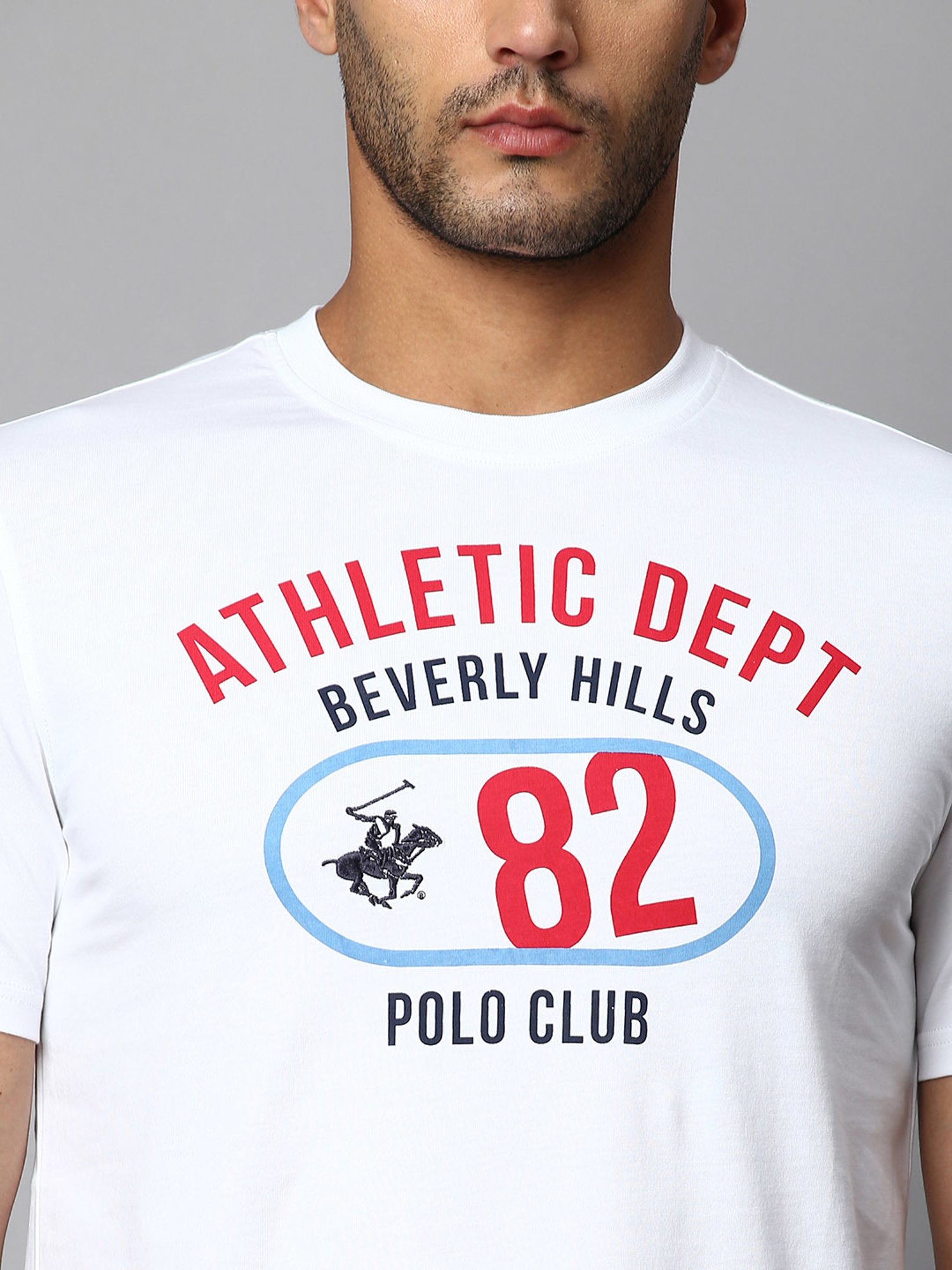 Beverly Hills Polo Club White Regular Fit Cotton Crew T-Shirt