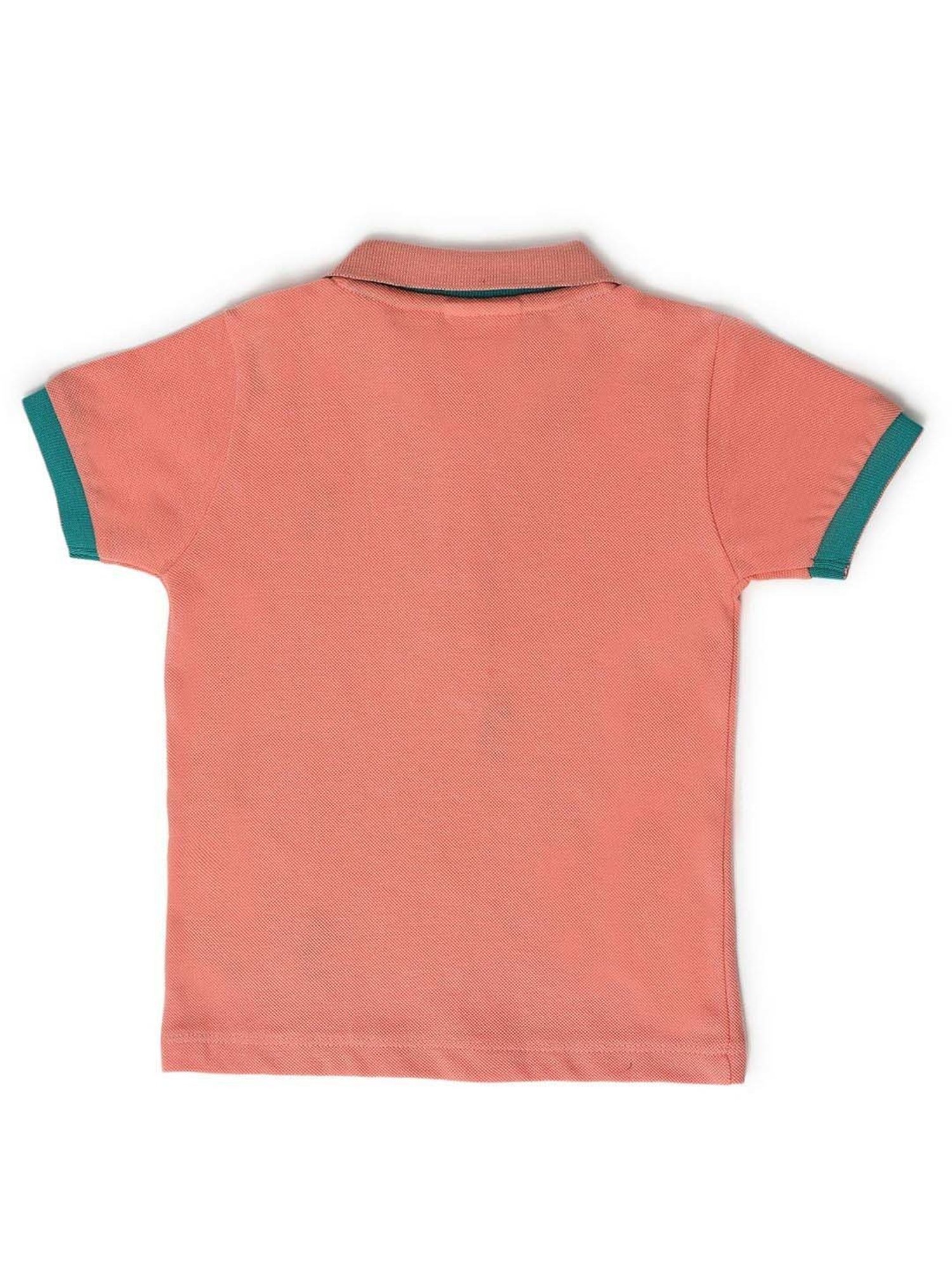 MiArcus Kids Peach Cotton Printed Polo T-Shirt