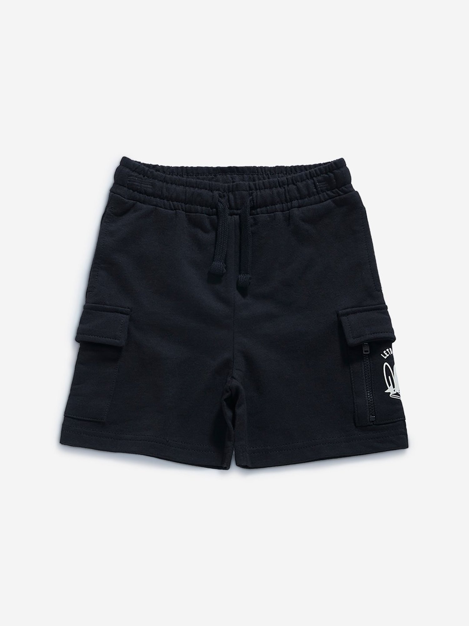 HOP Kids by Westside Black Cargo-Style Mid Rise Shorts