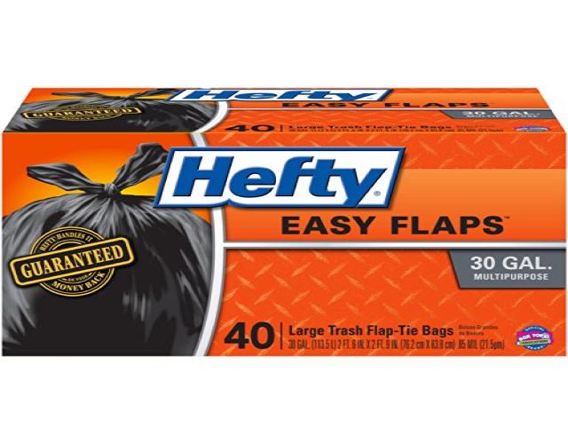 Hefty Easy Flaps Trash Bags 30gal Black 40/Box E27744