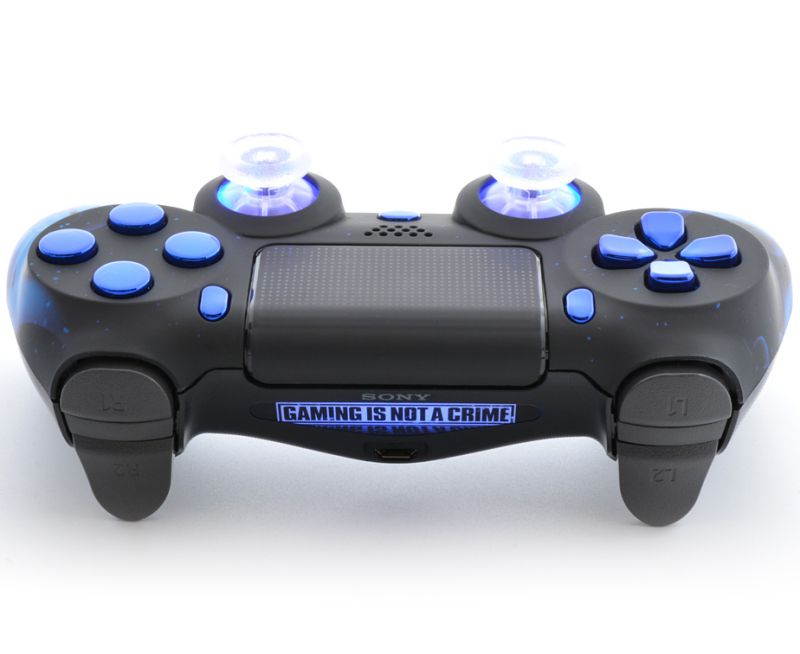 "Blue Fire" Ps4 PRO Rapid Fire Custom Modded Controller 40 Mods for COD BO3, Infinite Warfare, Destiny, Quick Scope Auto Run Sniper Breath & More with Illuminating Thumbsticks (CUH-ZCT2U)