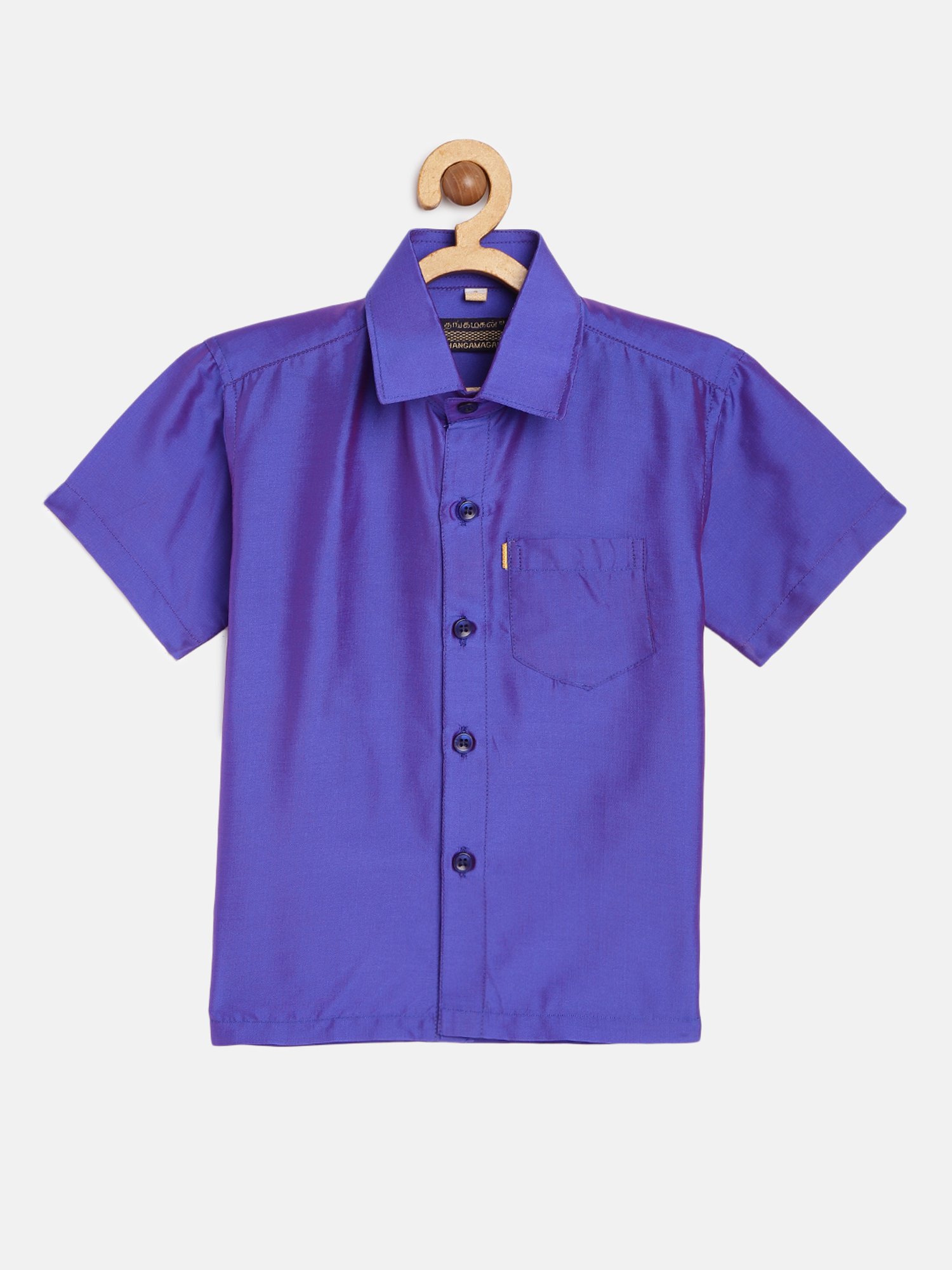 THANGAMAGAN Kids Blue Solid Lining Shirt