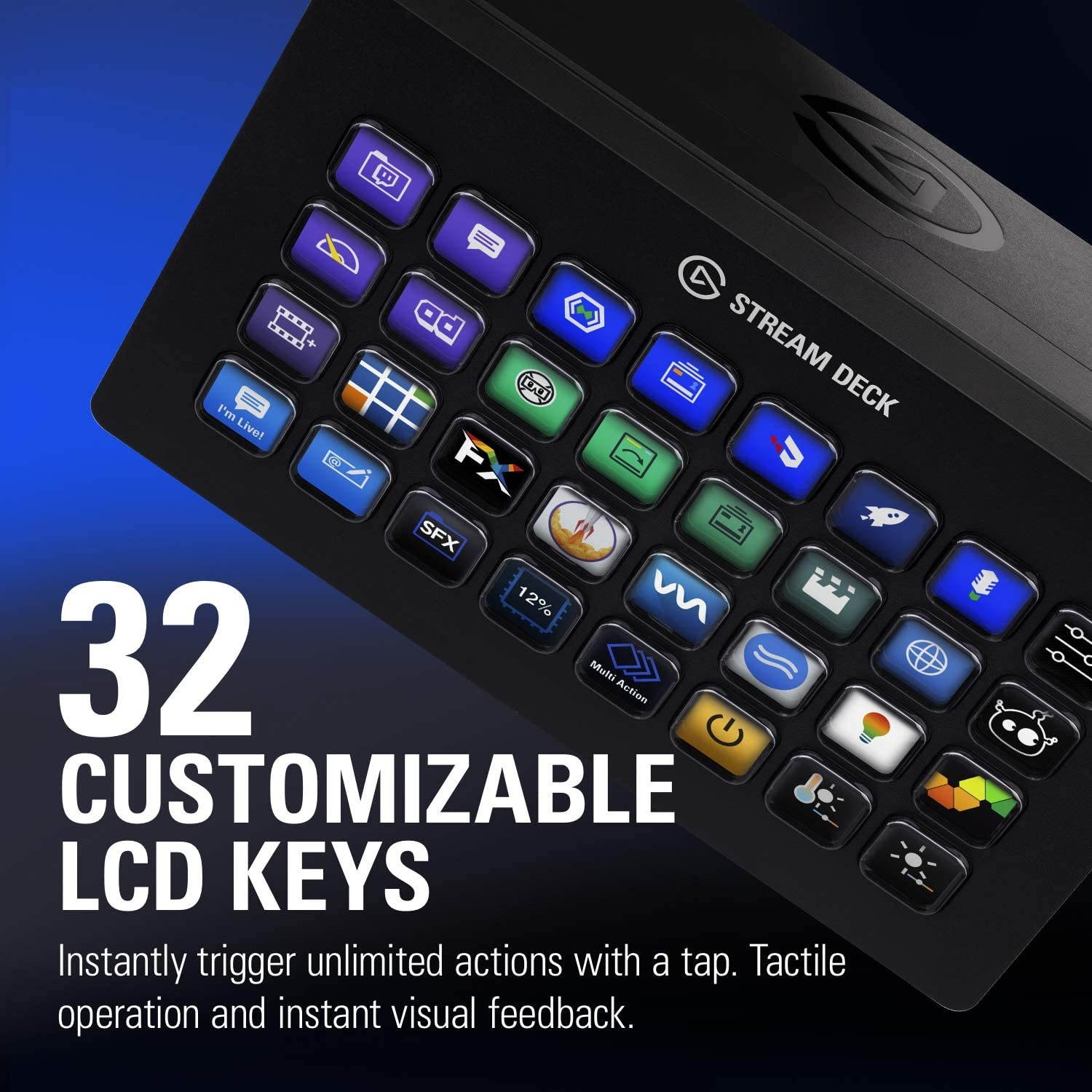 Elgato Stream Deck XL - Advanced Stream Control with 32 customizable LCD keys, for Windows 10 and macOS 10.13 or later