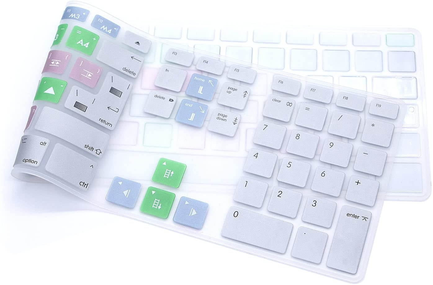 HRH for Apple iMac G6 MB110LL/B MB110LL/A A1243 Keyboard with Numeric Keypad NumberPad Print: Avid Media Composer Functional Shortcuts Hot Keys Design Silicone Keyboard Skin Cover [US/EU Layout]