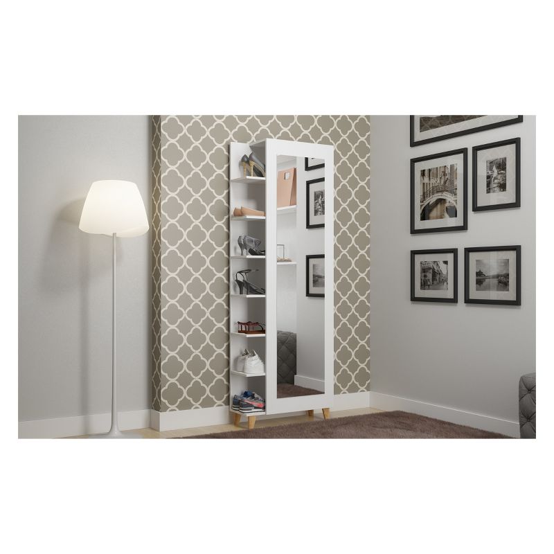 Minetta 14 Pair Mid Century Shoe Closet White - Manhattan Comfort