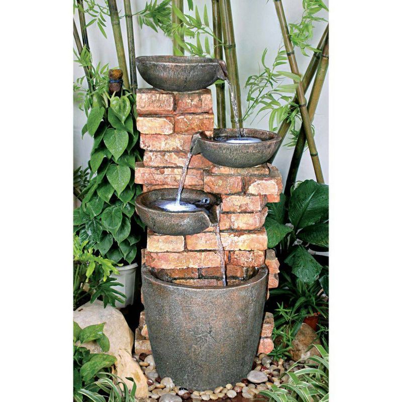 Stacked Bricks Cascading Garden Fountain - Acorn Hollow