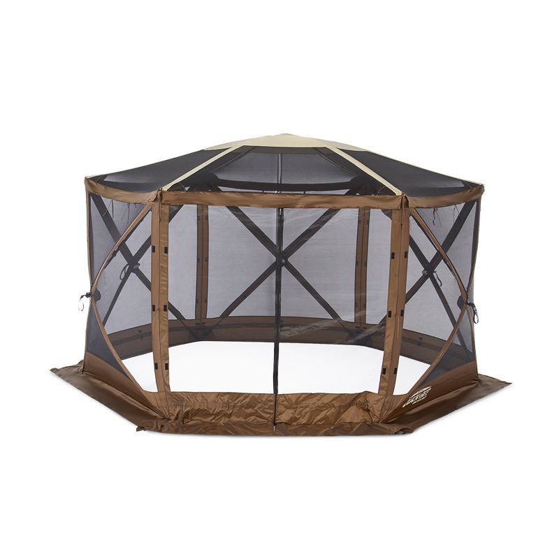 Clam Quick Set Escape Sky Screen Portable Camping Outdoor Gazebo Shelter, Brown
