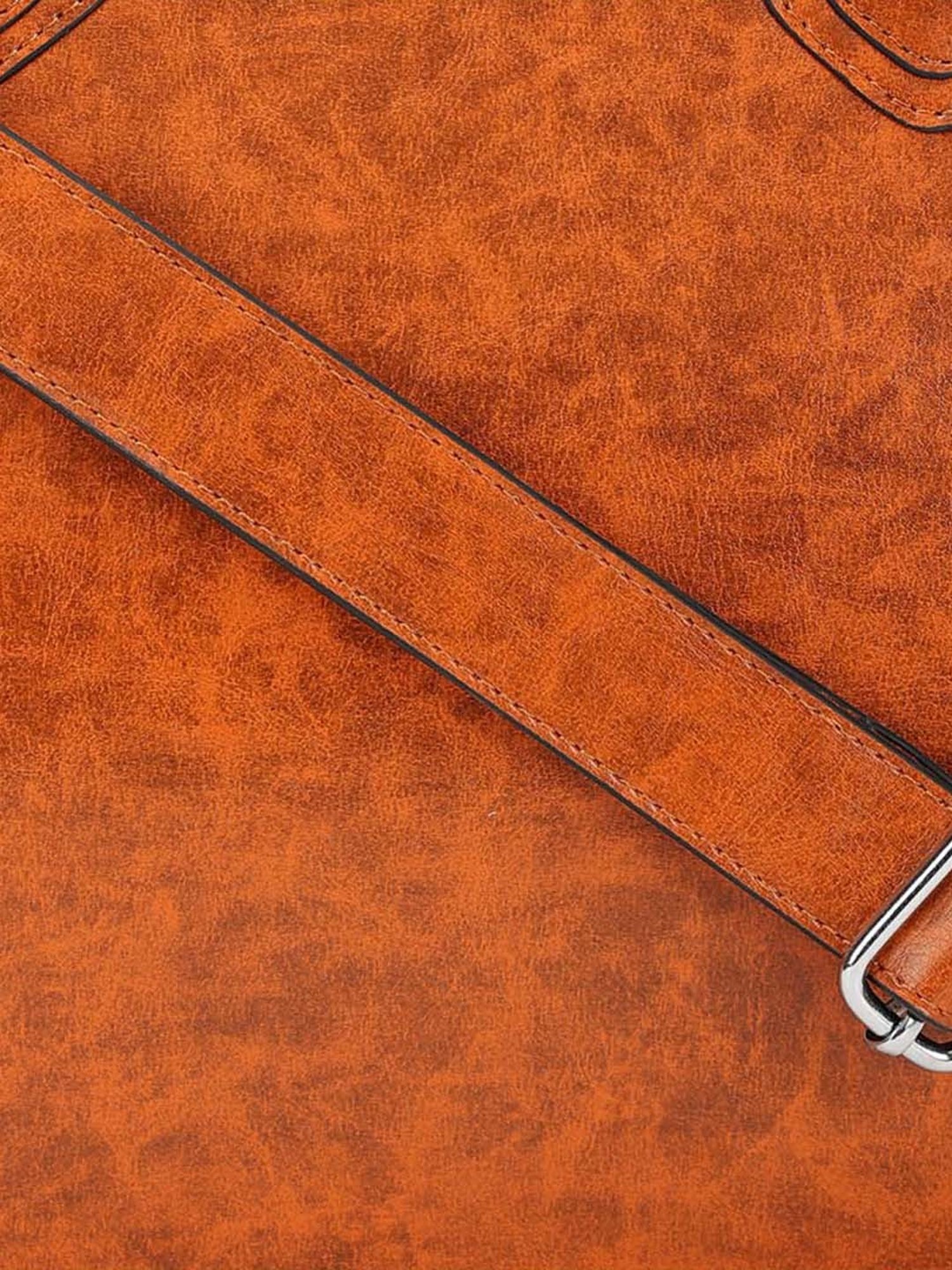 KLEIO Orange Solid Medium Tote Handbag