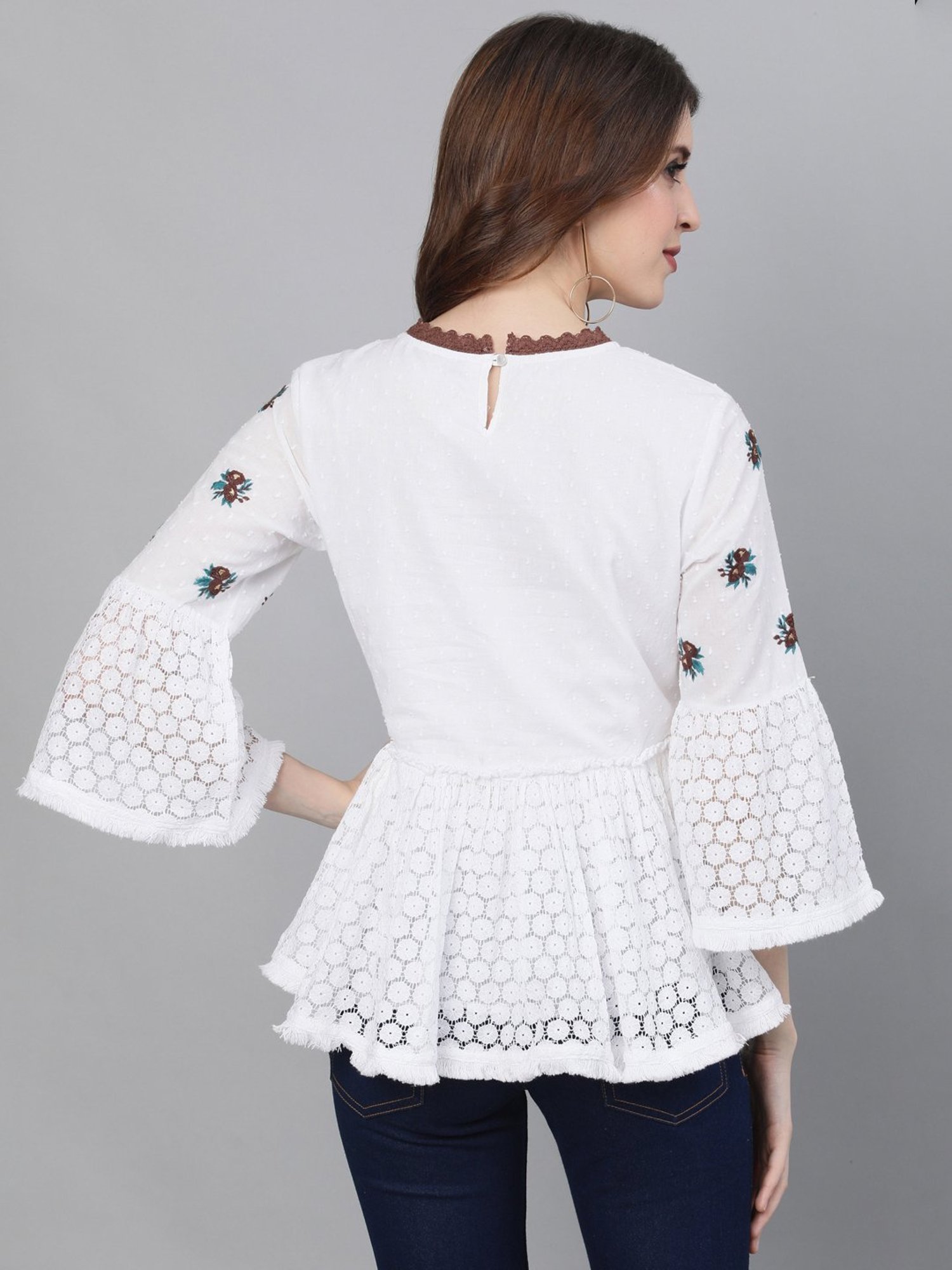 Ishin White Embroidery Top