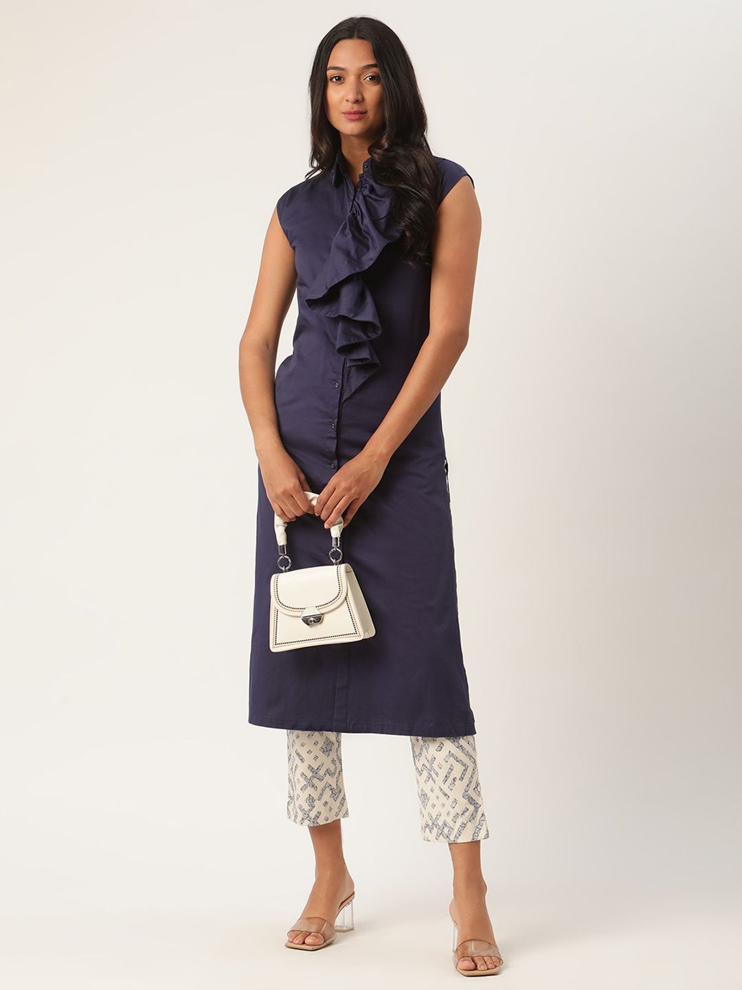 Rooted White Printed Trousers