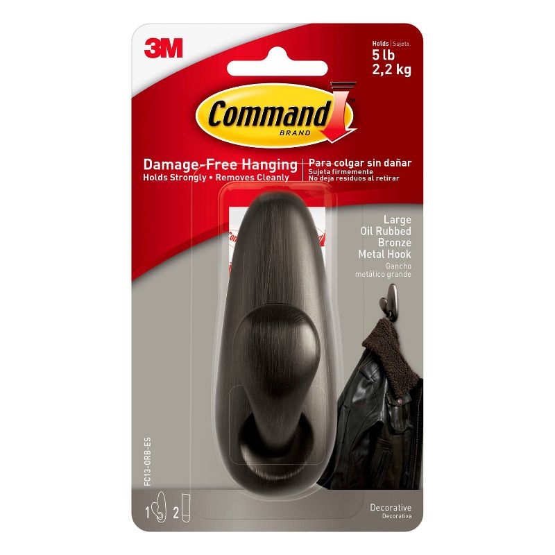 Command Large Sized Forever Classic Decorative Hook Bronze