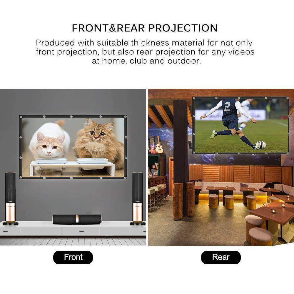 120 Inch 16:9 HD Projector Screen, P-JING Portable Widescreen Foldable Anti-Crease Indoor Outdoor Projector Movies Screen for Home Theater Support Double Sided Projection