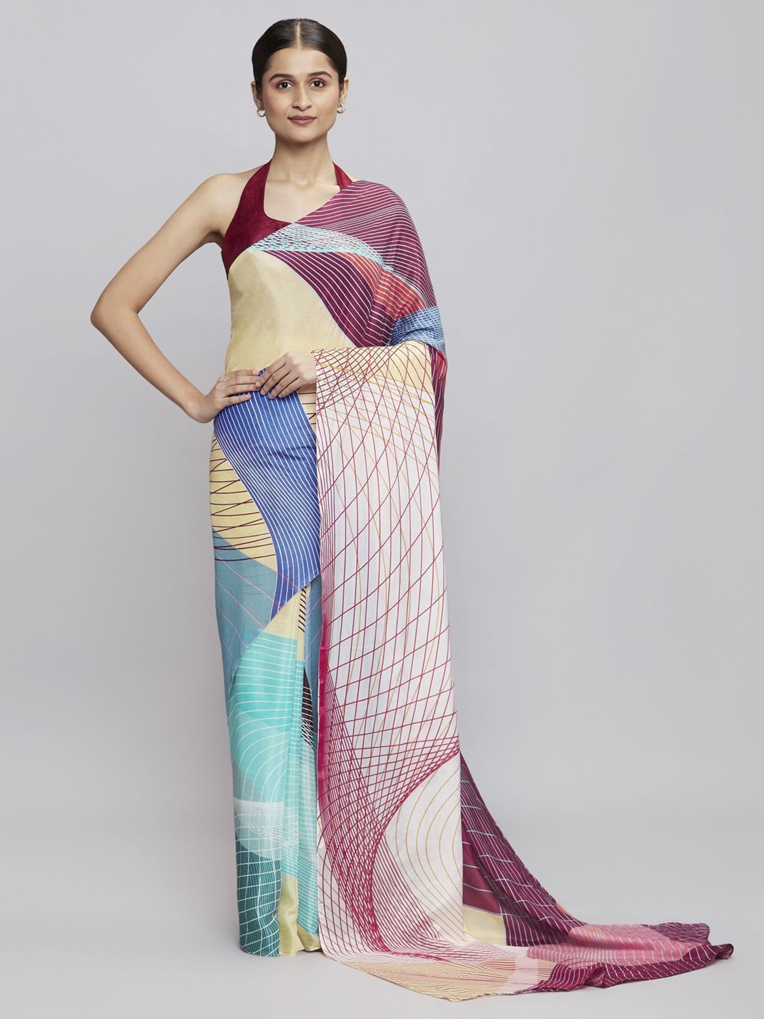 navyasa by liva Multi Printed Saree With Unstitched Blouse