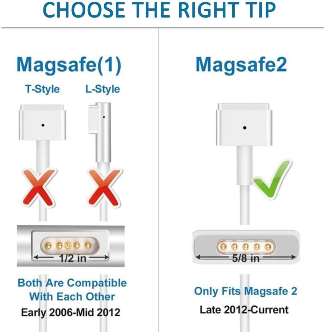 Mac Book Pro Charger, 60W Magsafe 2 T-tip Power Adapter Charger Compatible with MacBook Charger/Mac Book Air( After Late 2012)