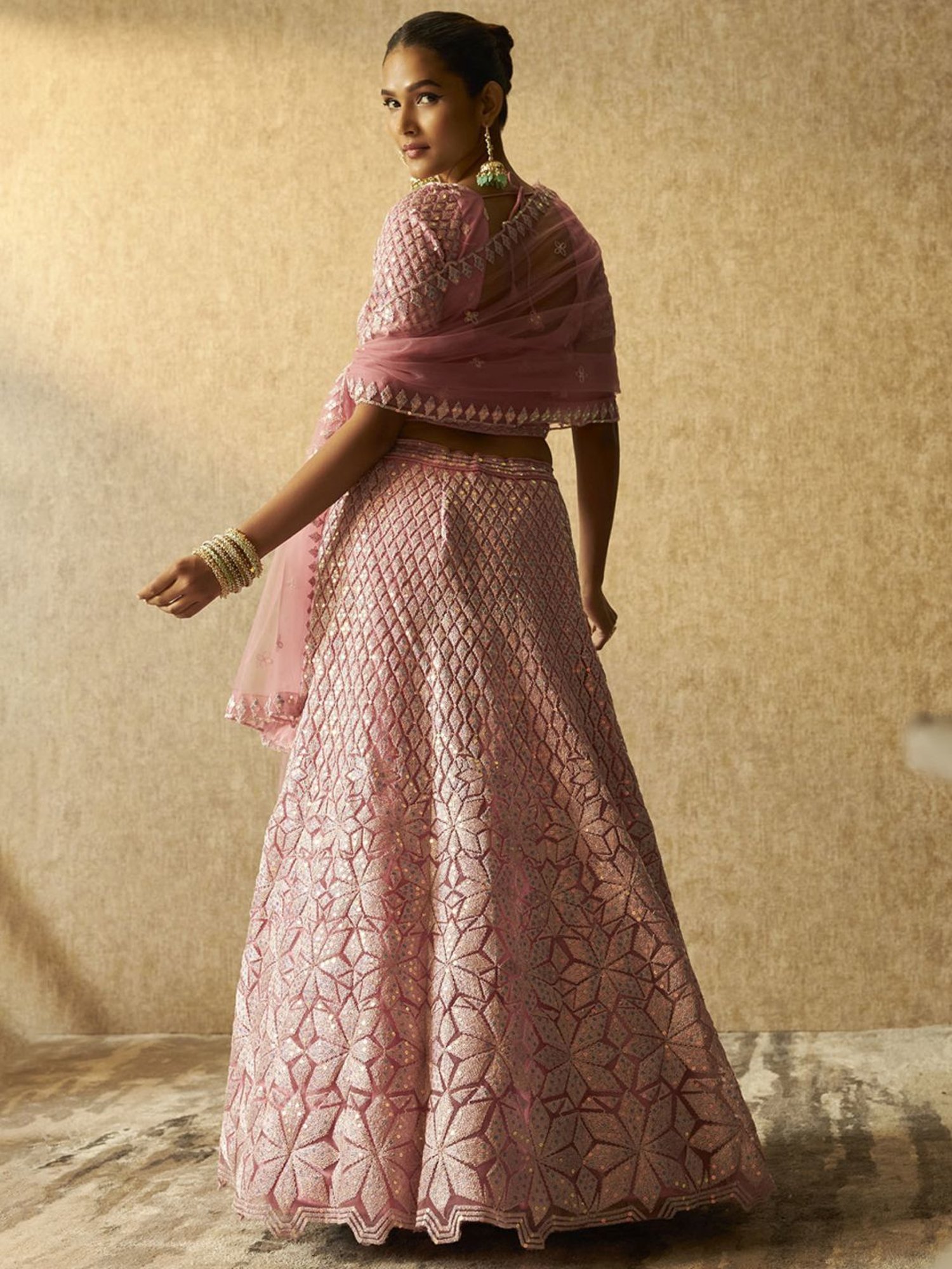 Soch Pink Embellished Unstitched Lehenga Choli Set With Dupatta