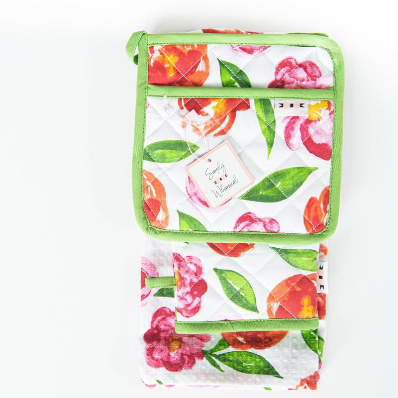 3pc Cotton Peony Kitchen Textile Set - Simply Whimsical