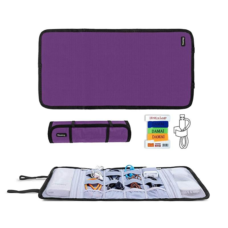 Travel Cable Organizer Cord BagUSB Drive Shuttle CaseElectronics Accessory Organizer Purple