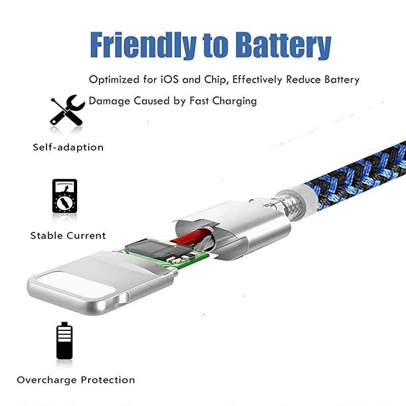 cable apple mfi certified iphone charger 6ft 3pack iphone 11 pro Xs XR X 8 7 6s 6 plus max ipad cord fast usb accessories chargers