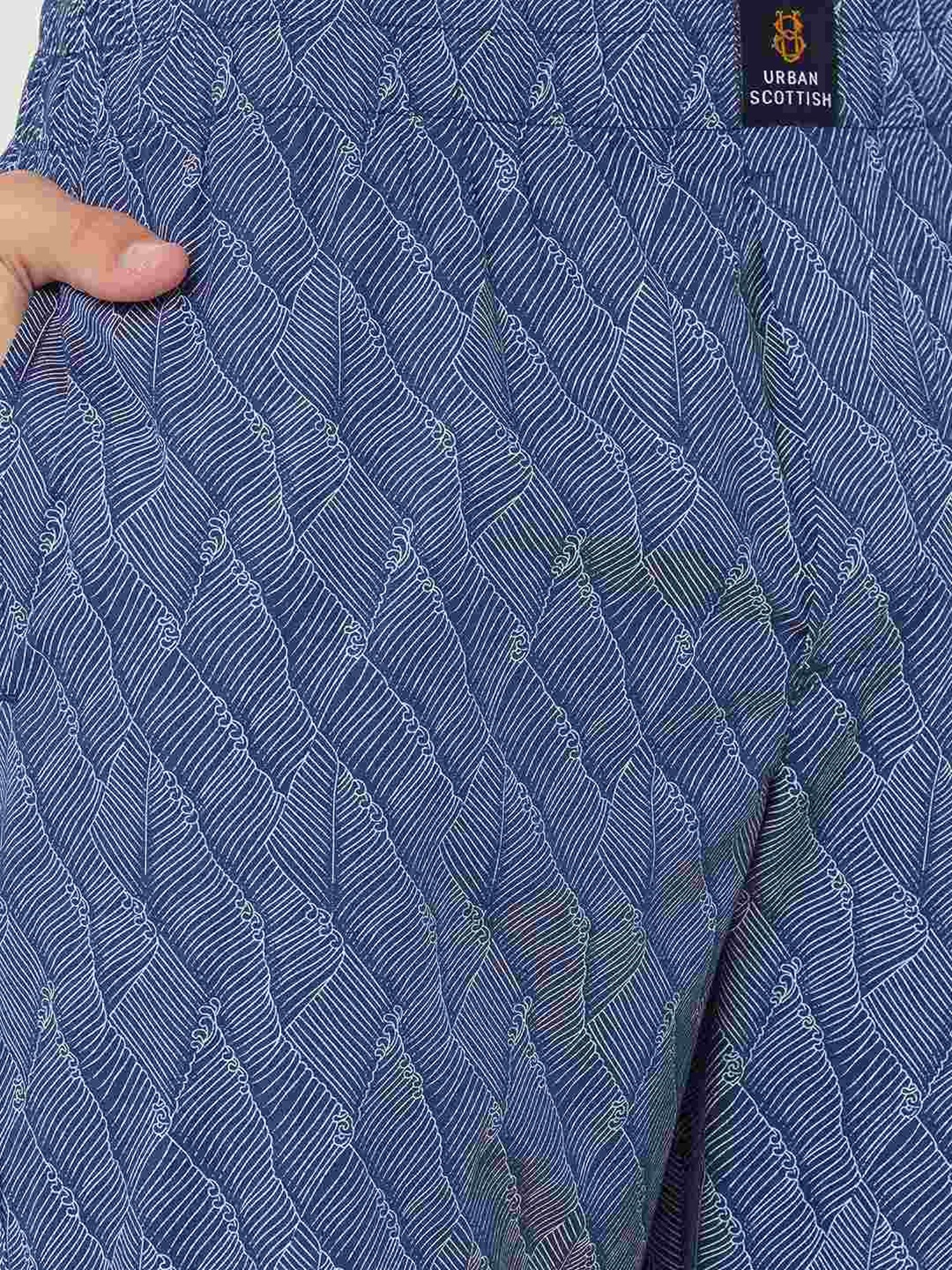 Urban Scottish Blue Regular Fit Printed Lounge Pants