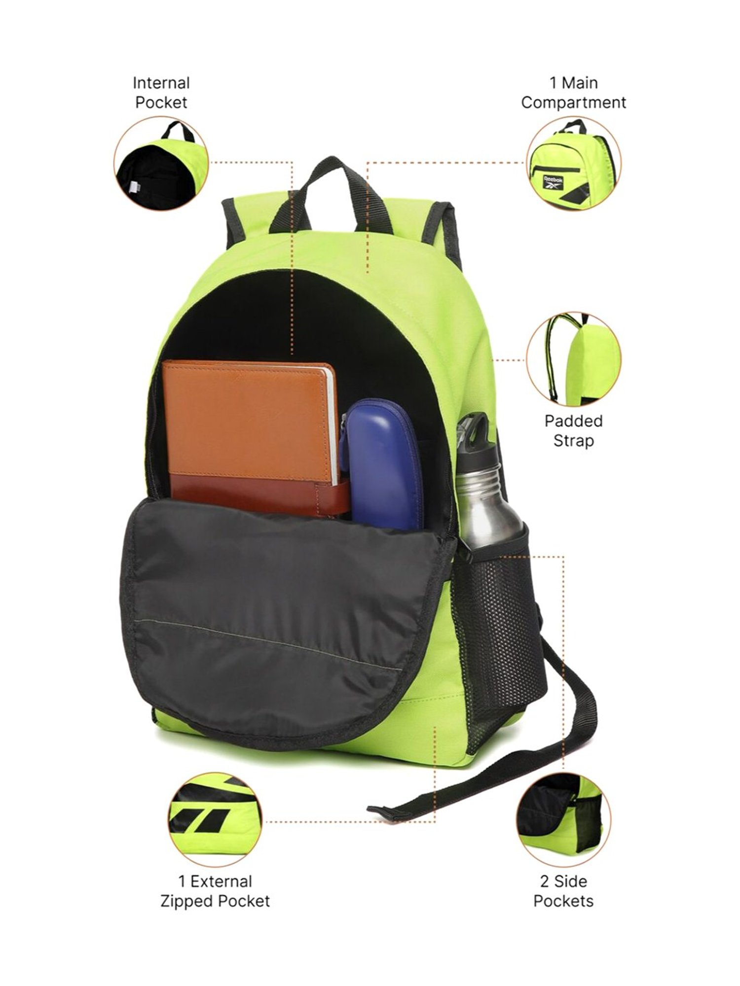 Reebok Green Backpacks - 7 Ltrs