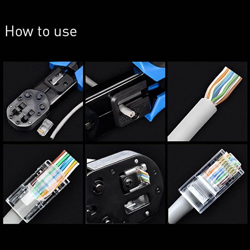 RJ45 Pass Through Connectors Ethernet Jack Modular UTP Plug Connector with Flexible Latch 100Pack