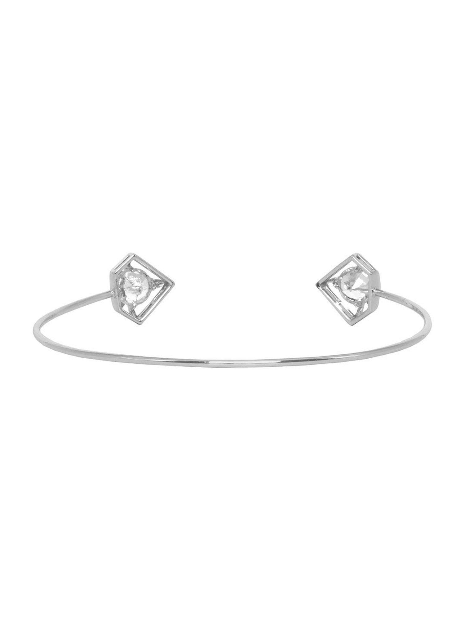 Joker & Witch Rhinestone- Blingy Gem Shaped Silver Open Flexible fit Bracelet