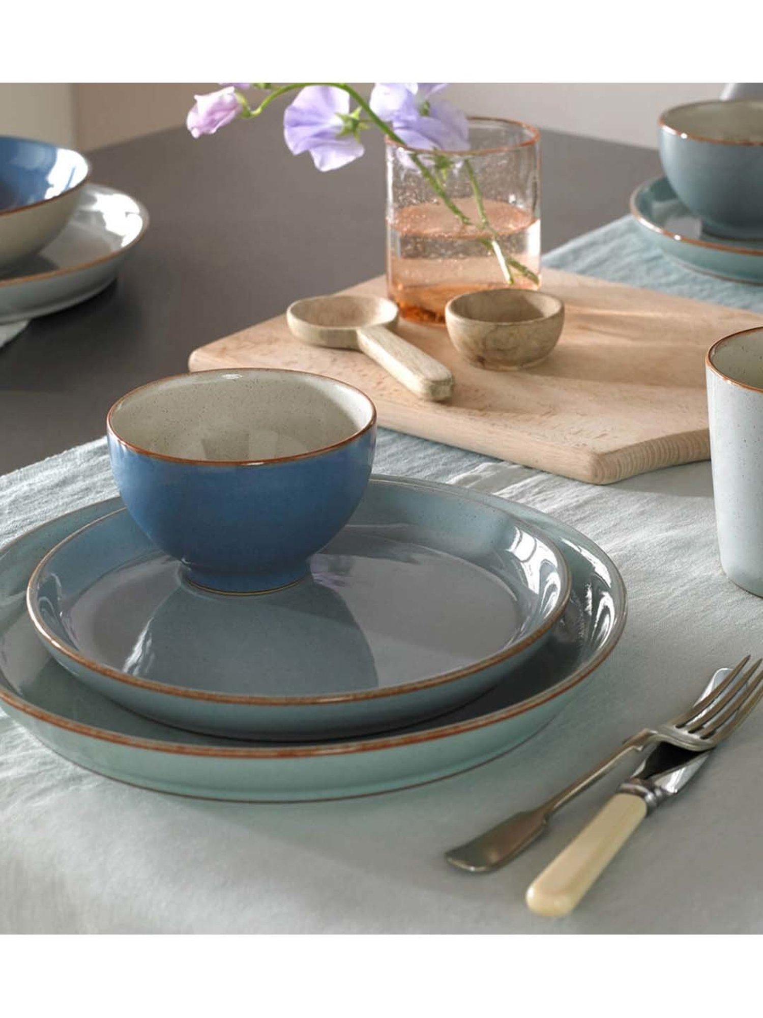 DENBY Heritage Terrace Blue Stoneware Coupe Plate - Set of 1
