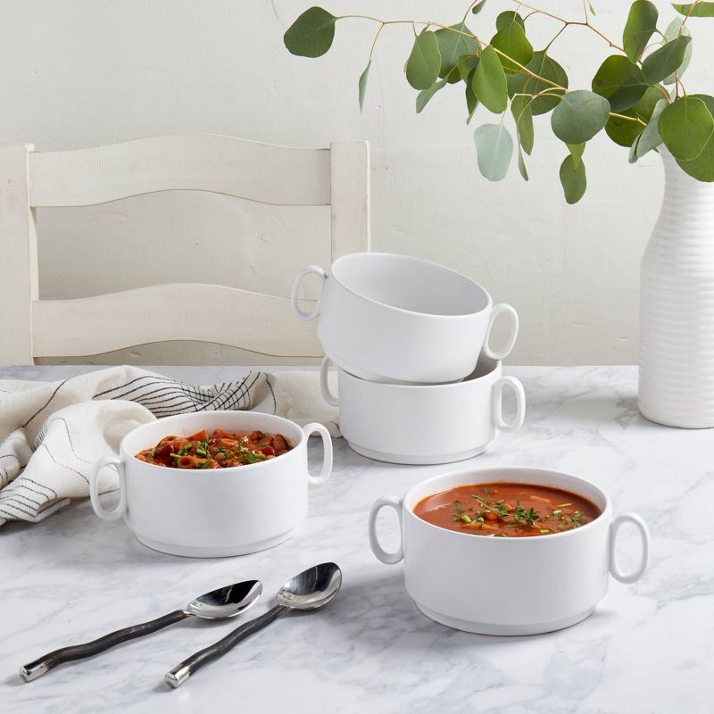 34oz 4pk Stoneware Chef Stack Bowls with Handles - Tabletops Gallery
