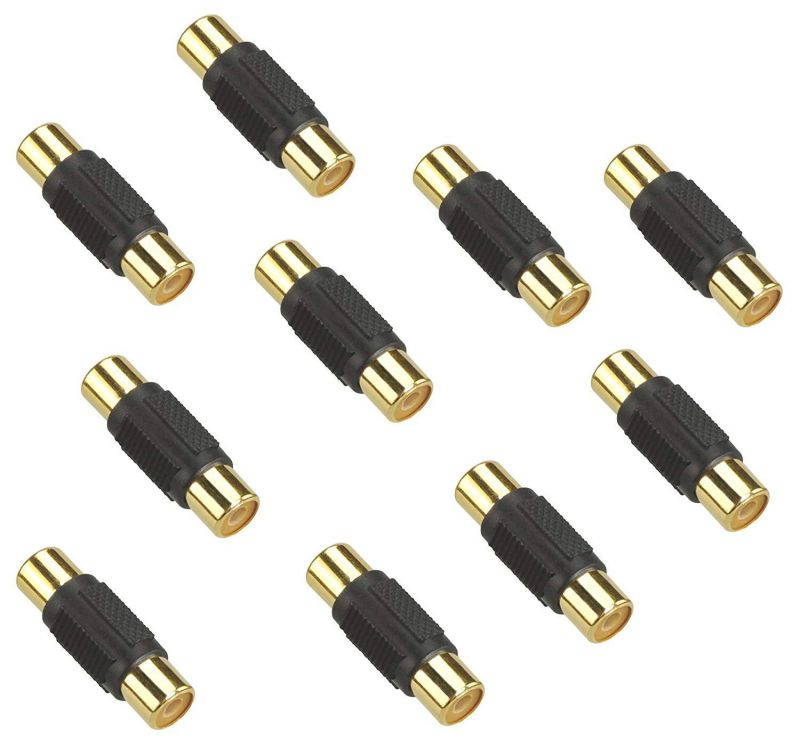 Warmstor 10 Pack Audio Video RCA Female to Female Adapter Coupler Gold