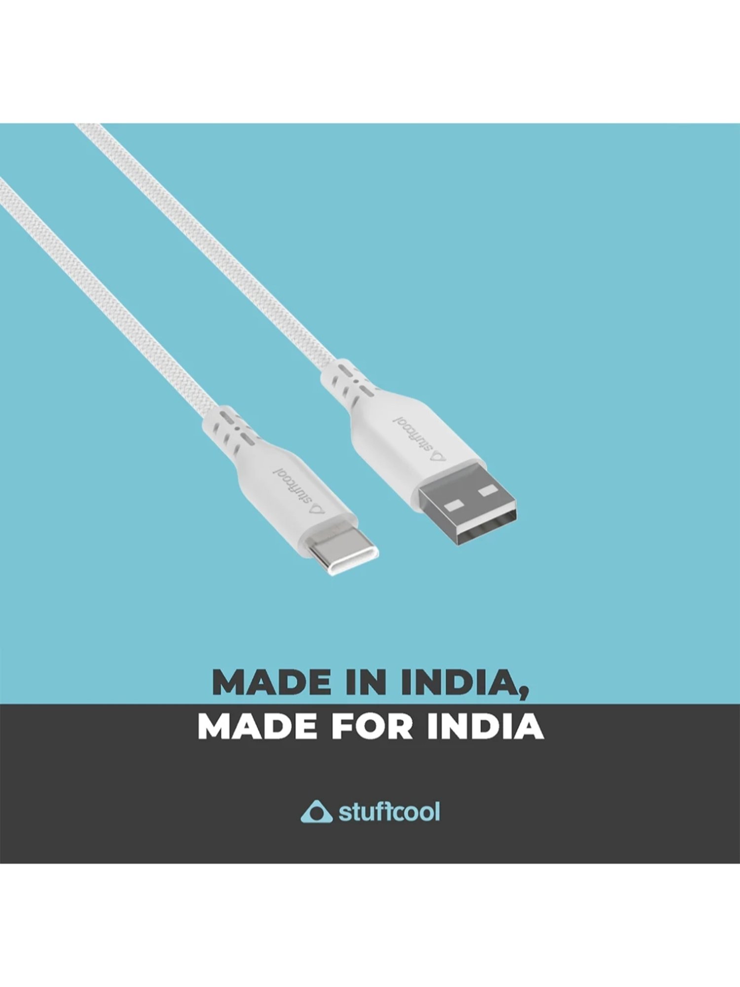 Stuffcool Alto USB A to C 6.5A 1.2 Meter Cable (White)