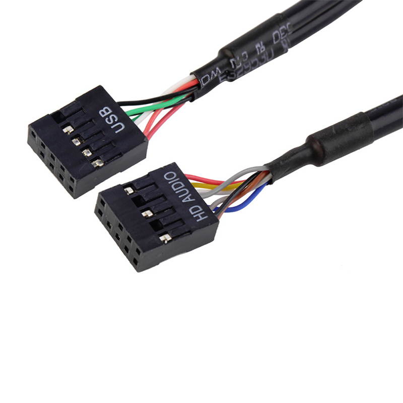 EnLabs FP525U22AM PC Case 5.25 inch front panel 2 Ports USB 2.0 USB Hub w/ HD Audio Output & Microphone,2.6ft USB 9pin to 2x USB 2.0 Splitter w/ Stereo Audio Mic