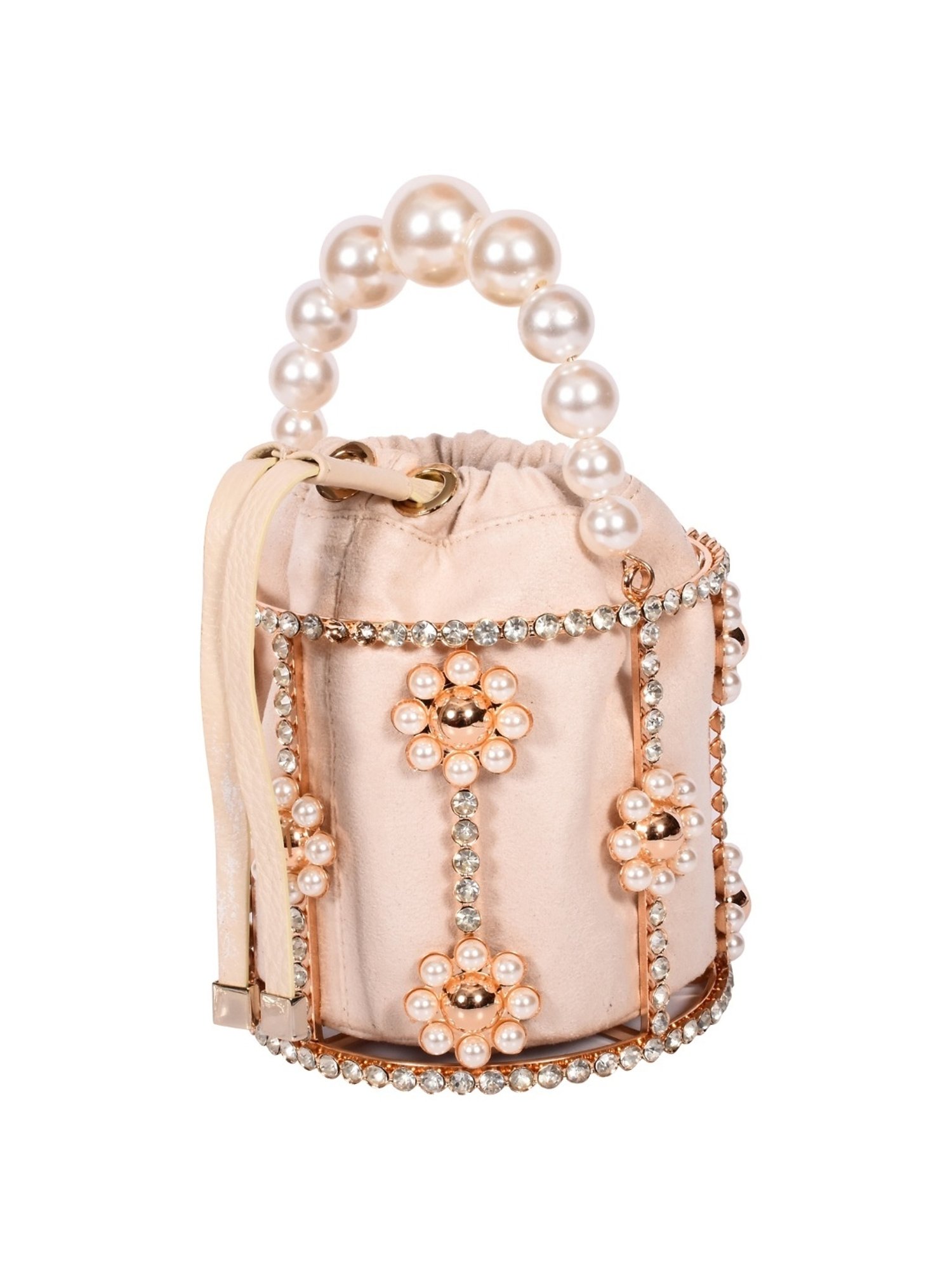 SASSORA IVORY Pink Leather Embellished Handbag