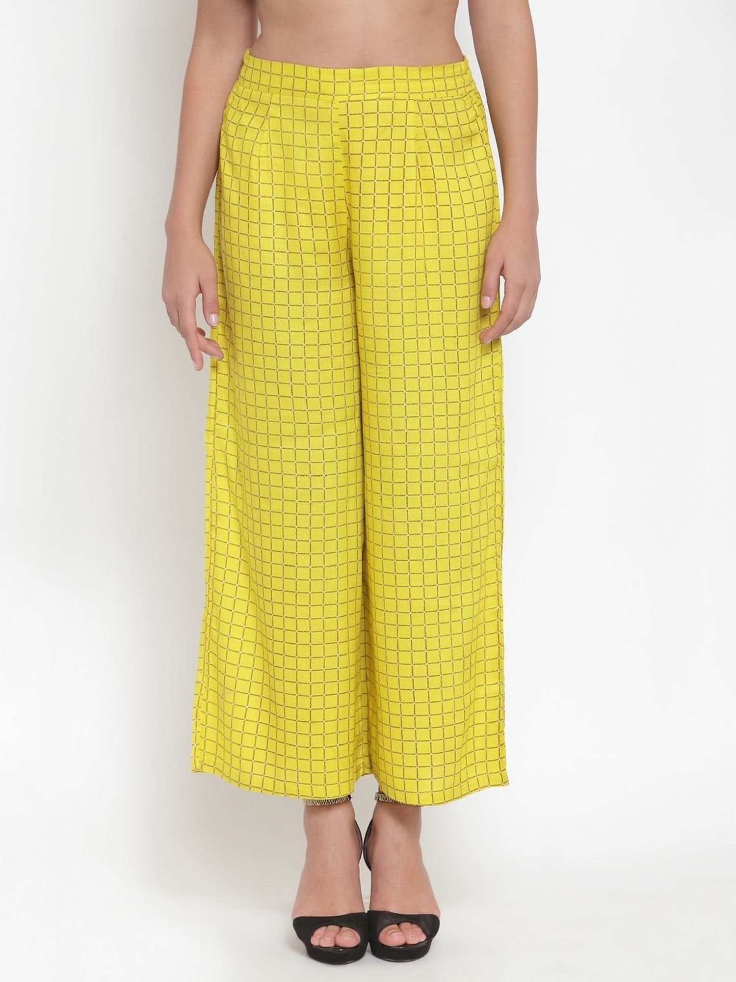 Indibelle Yellow Chequered Palazzos