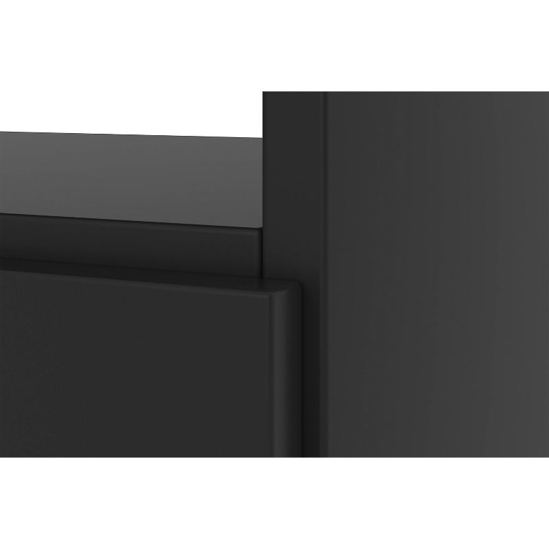 Wooden End Side Table Nightstand with 2 Drawers and 1 Open Compartment Black - The Urban Port