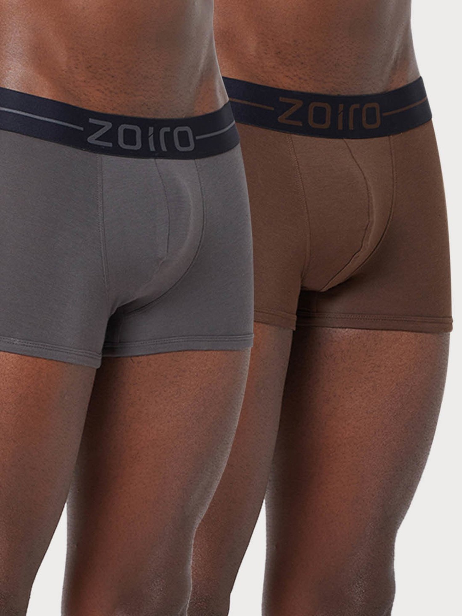 Zoiro Canteen & Smoked Pearl Cotton Regular Fit Trunks - Pack Of 2