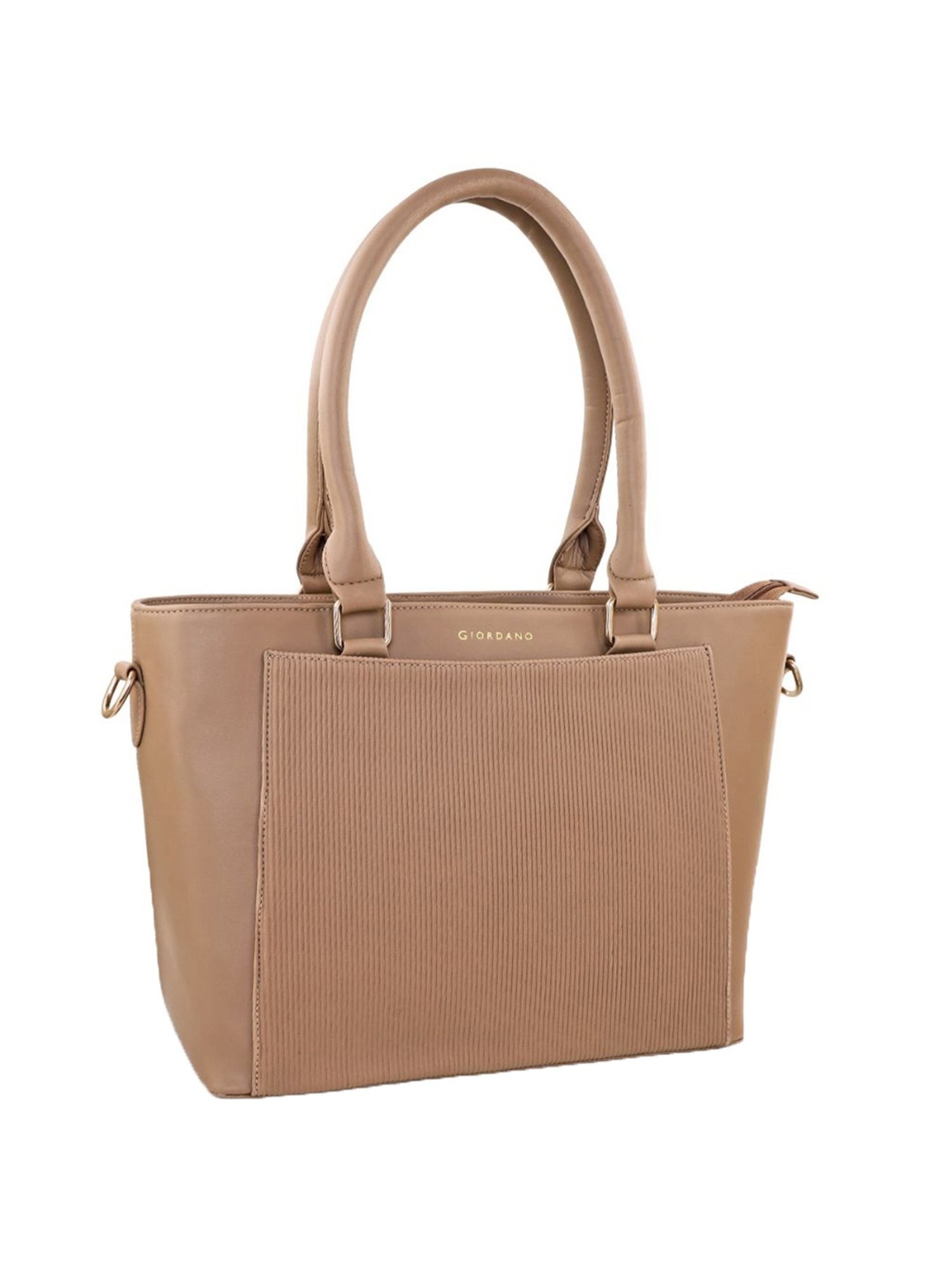 Giordano Beige Textured Medium Tote Handbag