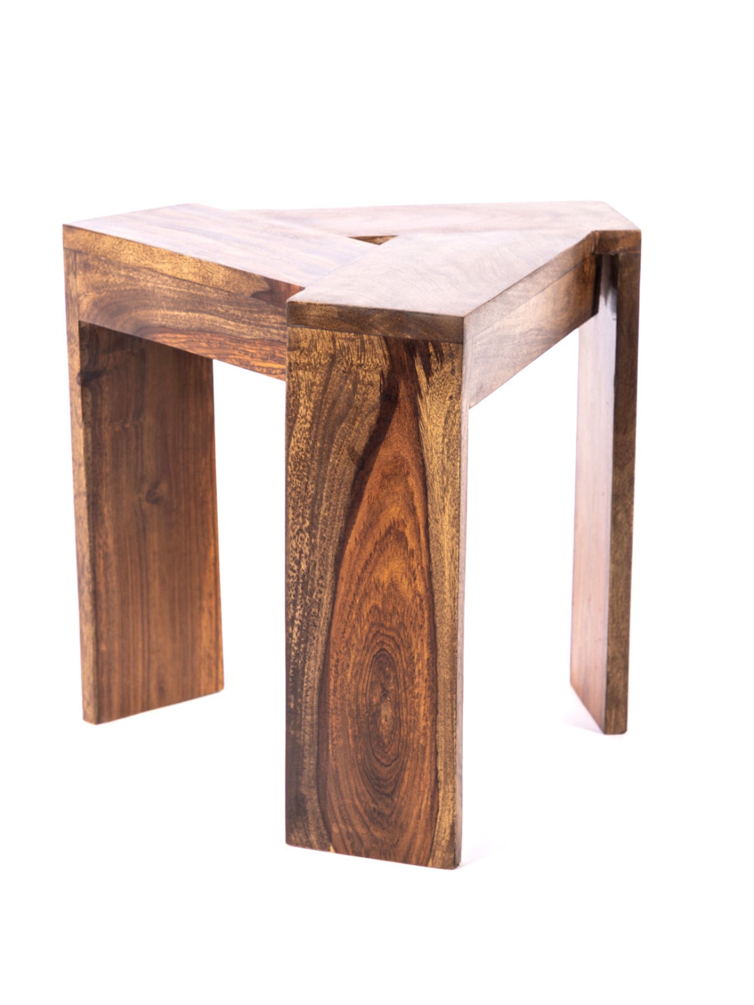 Ikiriya Avina Solid Brown Wood End Table Teak Finish