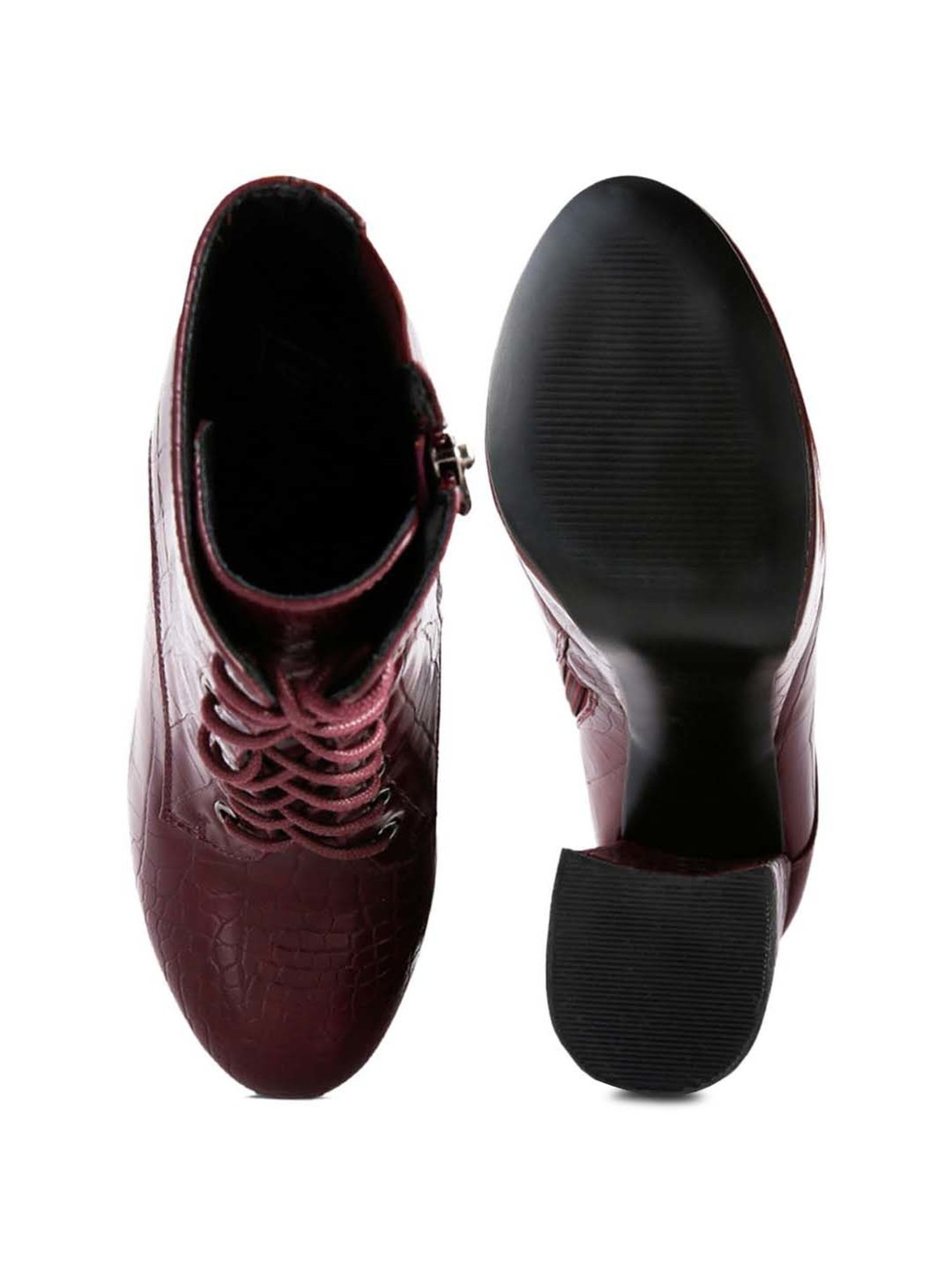 London Rag Women's Burgundy Derby Boots