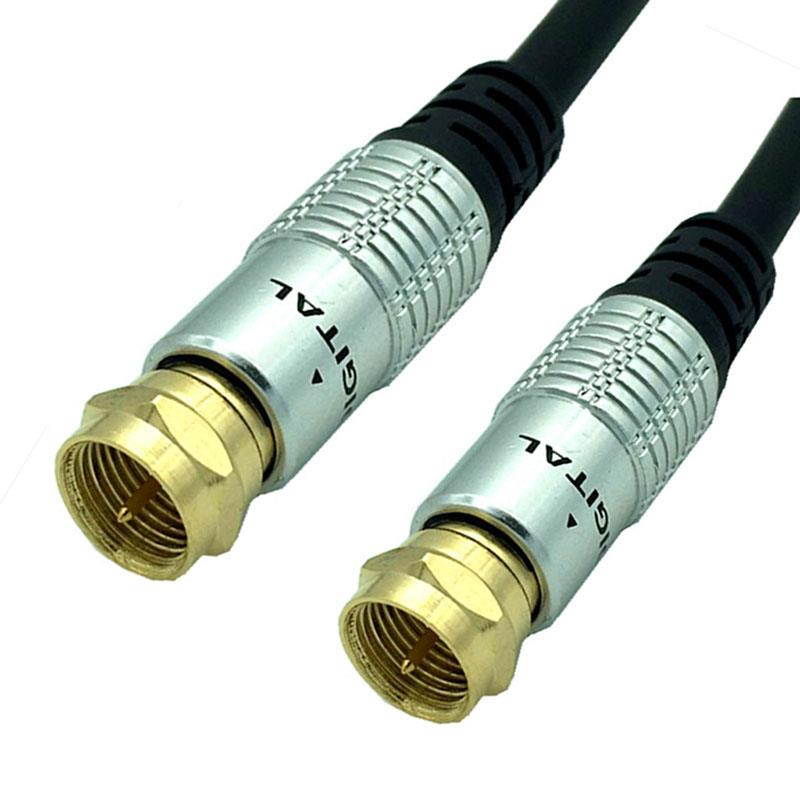 TV Aerial Coaxial Patch Cable with F-Male Connector for Satellite TV, Cable Modem, Set-top Box Gold plated 2m