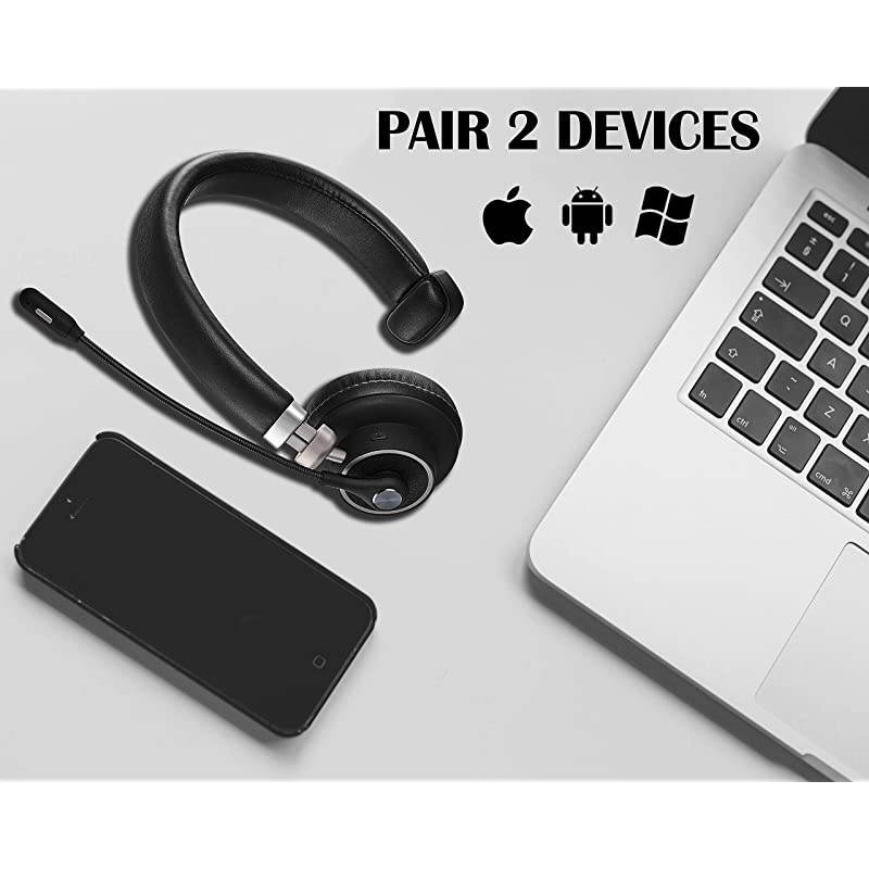 Bluetooth Headset,  Truker Bluetooth Headset with Microphone, Wireless Headset 5.0 with Mute Button, 24 Hours Working Time, for Cell Phone and Laptop on Business Office. (BH-M91)