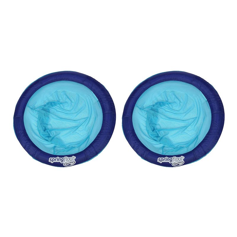 SwimWays 6047195 Water Chair Styled Spring Swimming Pool Float Papasan for Adults with 250 Pound Capacity, Blue (2 Pack)