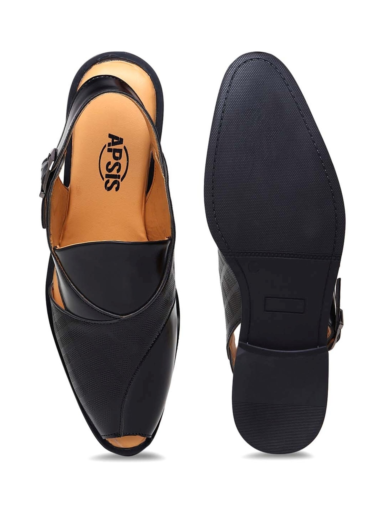 Apsis Men's Black Back Strap Sandals