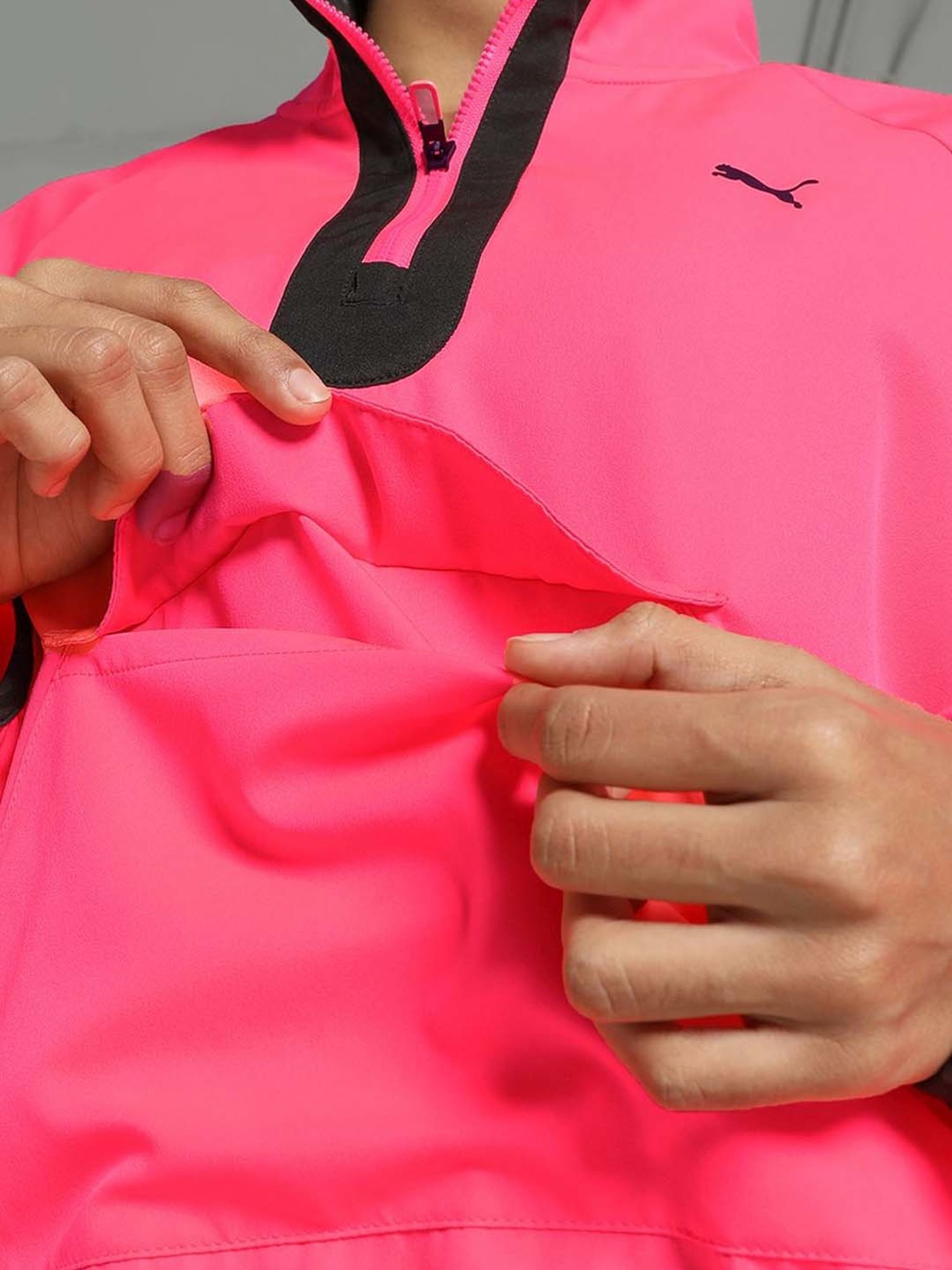 Puma Pink Relaxed Fit Half-Zip Jacket